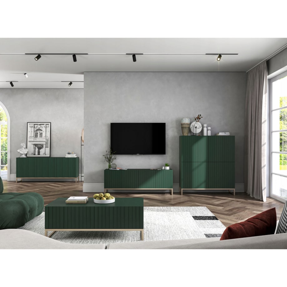 Komoda Glamour szafka RTV Glamour Butelkowa Zieleń 168 cm