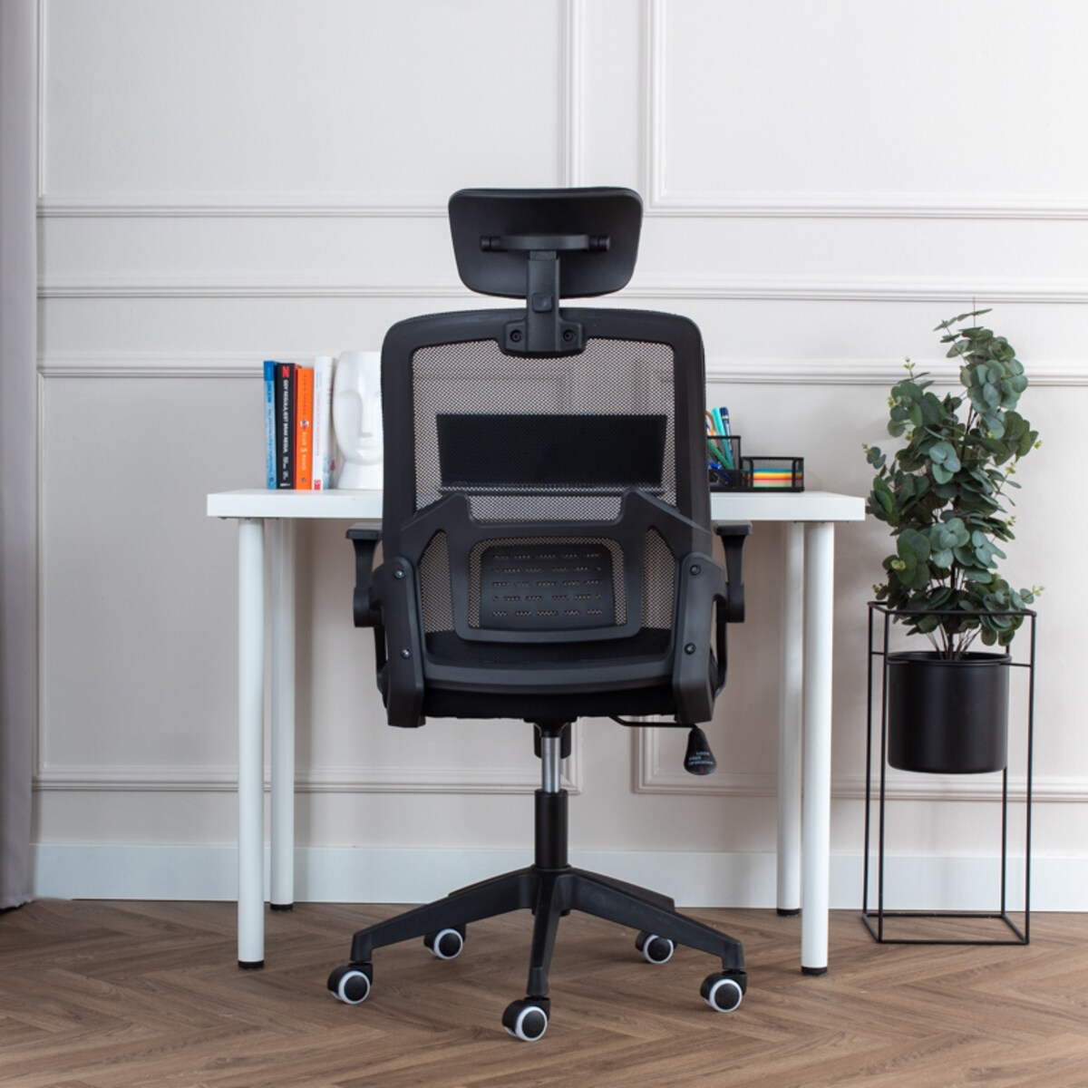 Krzesło biurowe fotel obrotowy regulowany ergonomiczny czarny