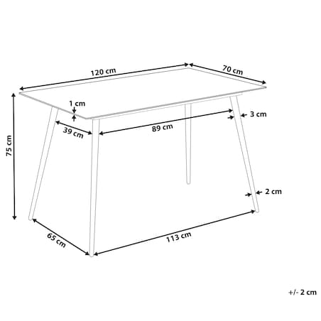 Stół do jadalni MULGA Marmur/ złoty 120 cm 70 cm Szkło hartowane