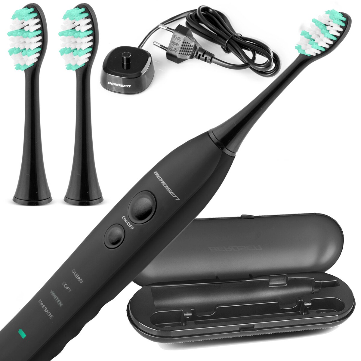 Szczoteczka soniczna do zębów Berdsen Sonica B3 czarny + etui 5163-5191