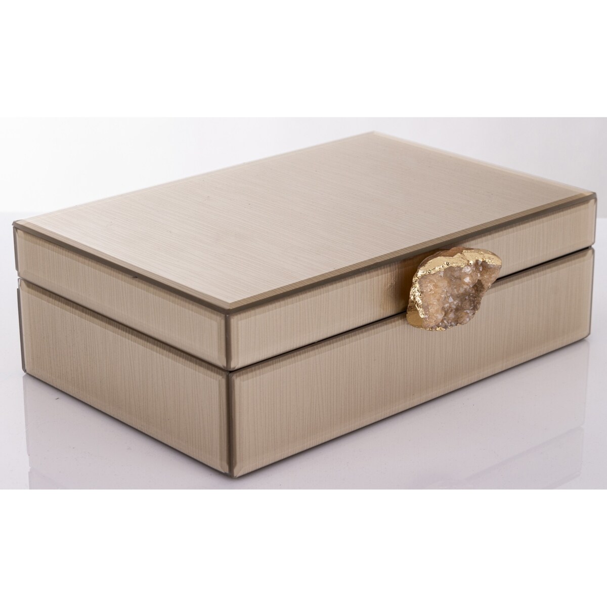 Szkatułka z MDFu z agatem 8x24x18,5 cm szampańska