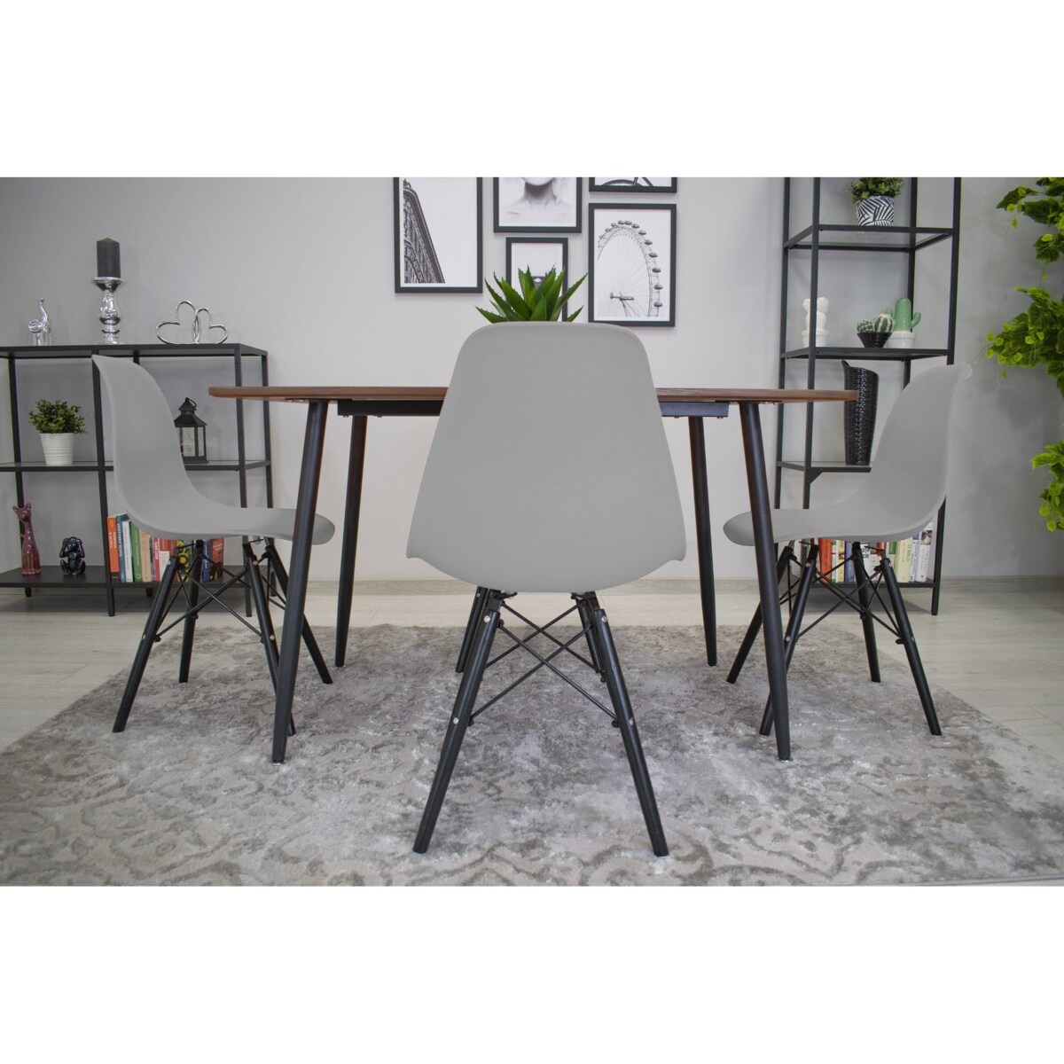 Krzesło Do Jadalni Kuchni Salonu Osaka Szare / Nogi Czarne