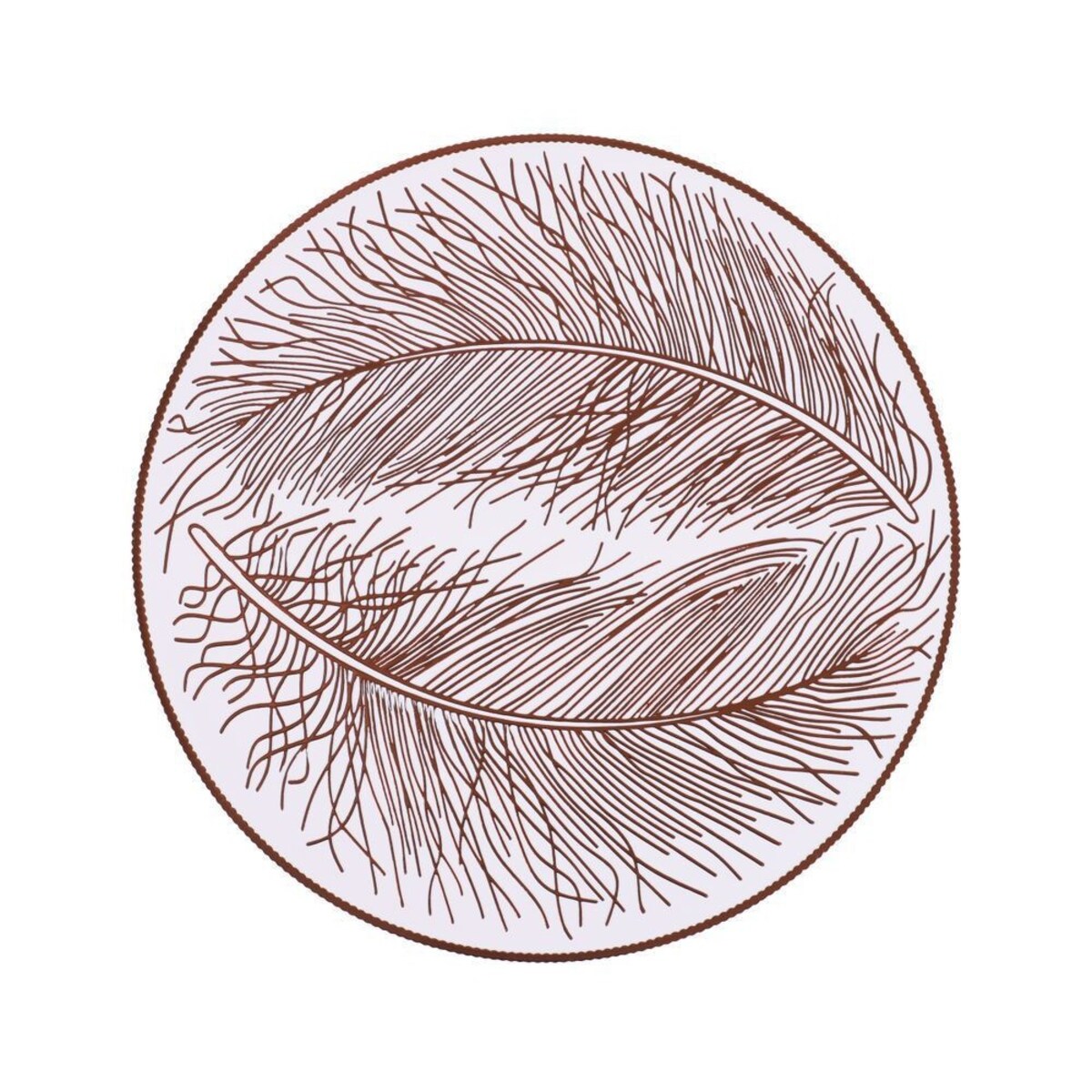 Podkładka dekoracyjna na stół "pióra" śr 38cm | biały/miedź