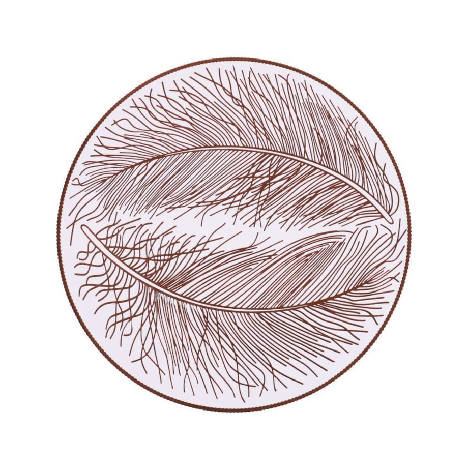 Podkładka dekoracyjna na stół "pióra" śr 38cm | biały/miedź