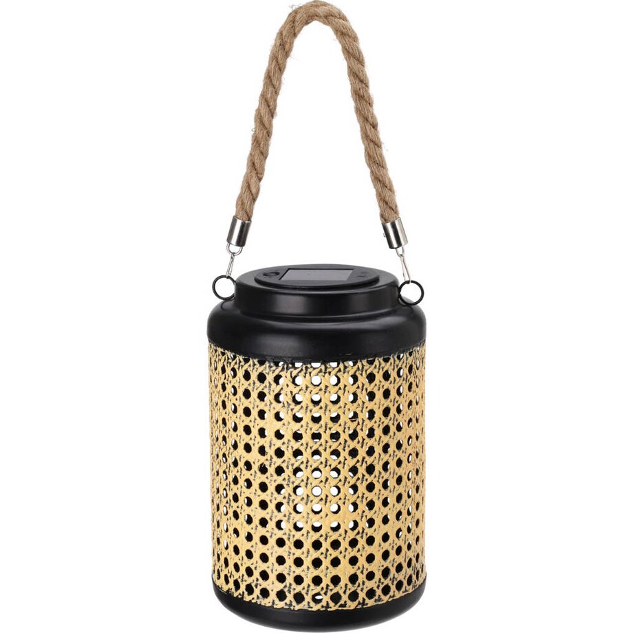 Lampion ogrodowy solarny, metalowy, plecionka wiedeńska,