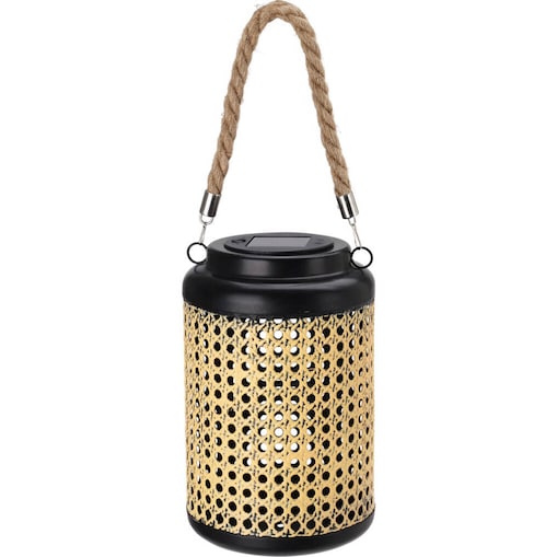 Lampion ogrodowy solarny, metalowy, plecionka wiedeńska,