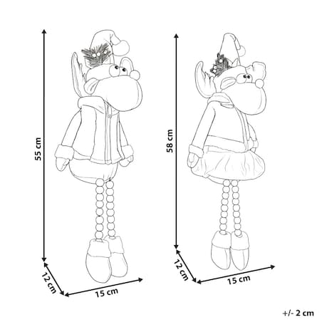 Zestaw 2 dekoracji świątecznych GEITSJOEN Renifer 55/58 cm Kolorowy