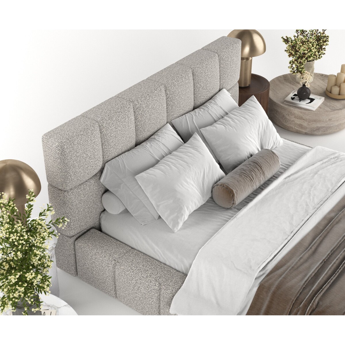 Łóżko tapicerowane PAROS 180x200 z pojemnikiem, Szary, tkanina Bubble 06