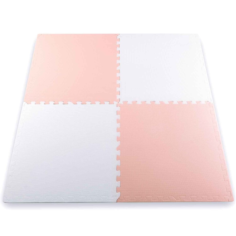 Duża mata piankowa puzzle piankowe 60x60 cm 4 szt. Ricokids biało-różowa