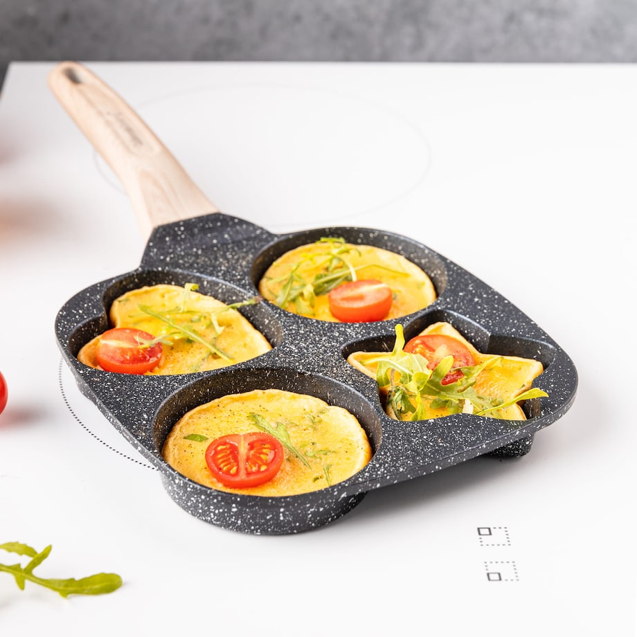 Patelnia marmurkowa 4 w 1 do naleśników jajek placków pancake 18cm CZARNA KLAUSBERG