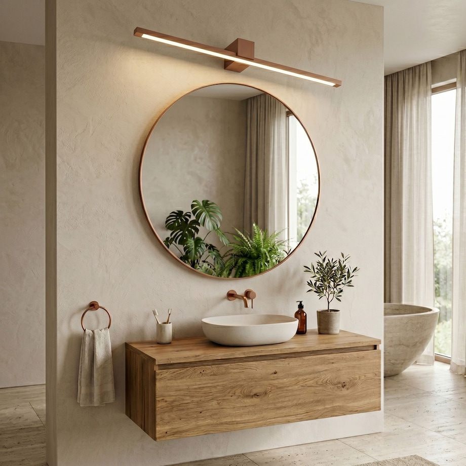 Kinkiet Swe054-1W 80Cm Led Miedź Szczotkowana, Aluminium, Tworzywo Sztuczne