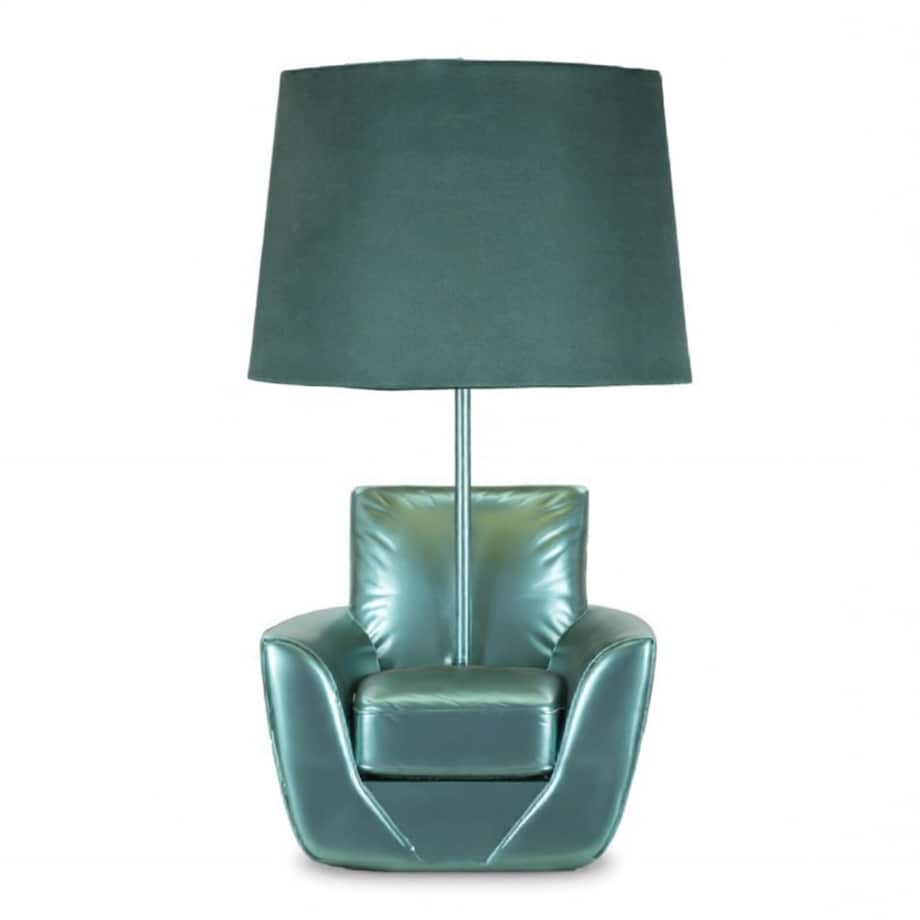 Lampa stołowa Midcentury, kolor turkusowy, żywica syntetyczna i żelazo, 26 x 26 x 43 cm, 1 x E27, max. 40 W, do salonu i sypialni, Mauro Ferretti