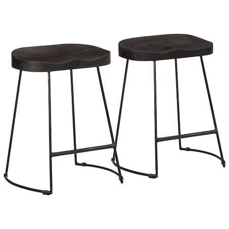 vidaXL Hokery barowe 2 szt. Czarny 46x38x52 cm Drewno lite Mango