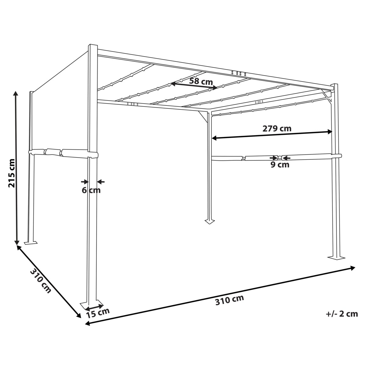 Pawilon ogrodowy LED PARGA Metal 310 cm 310 cm Beżowy