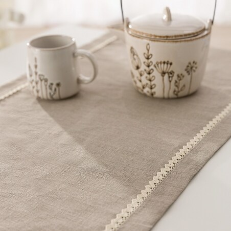 Bieżnik z koronką 40x160 cm 40x160 lniany