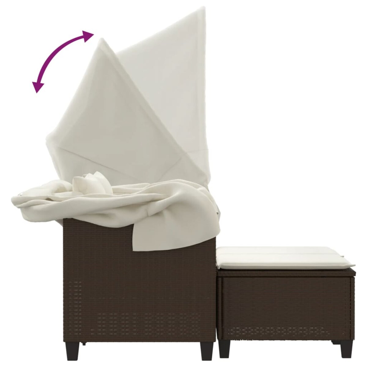 vidaXL 2-os. sofa ogrodowa, daszek i podnóżki, brązowa, rattan PE