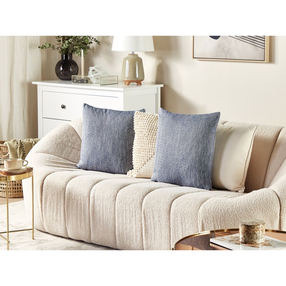 2 poduszki dekoracyjne w jodełkę 45 x 45 cm szare LUPINE