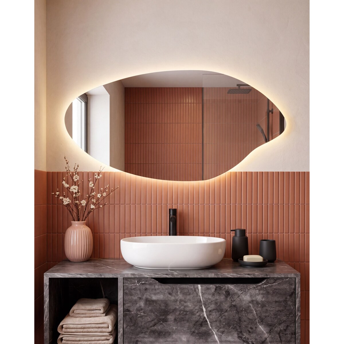 Lustro łazienkowe LED SOLOGNY 120 cm 60 cm Srebrny