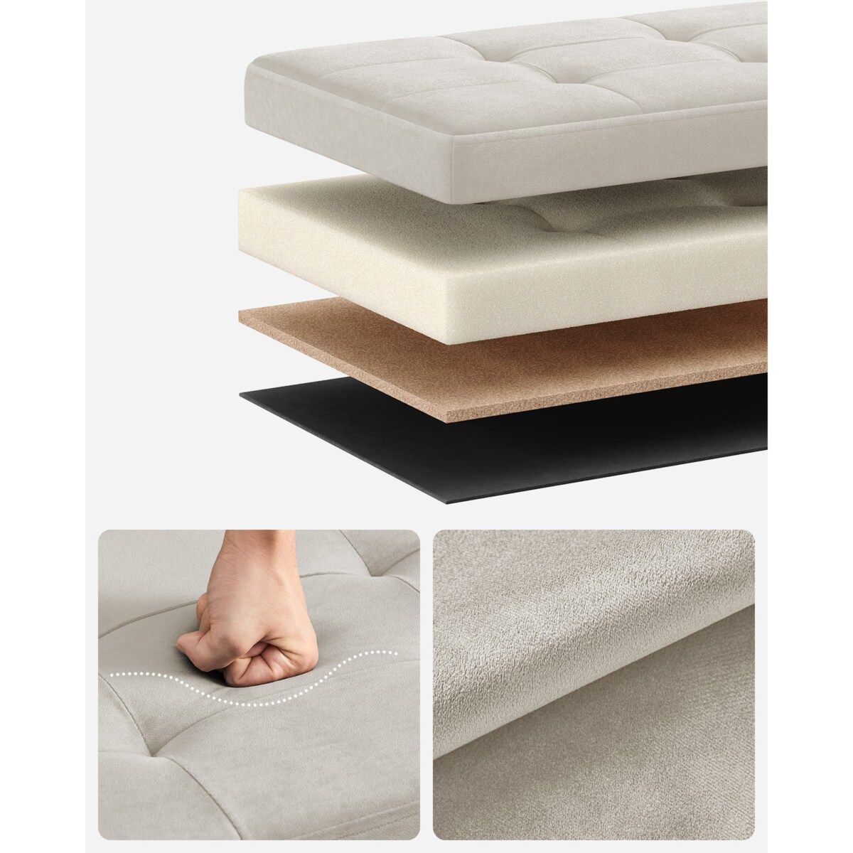 Pufa 110X38X38 Cm Kremowa Biel