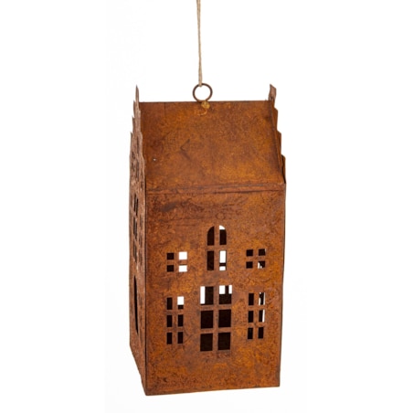 Dekoracja - domek metalowy rdzawy 18,5x8x8,5 cm RUGGINE