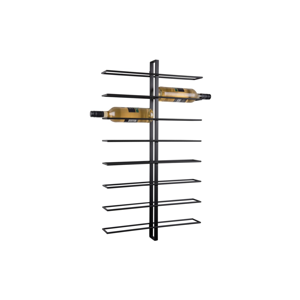 Wieszak na wino DUAL, na 16 butelek, 81 x 10 x 32,5 cm, kolor czarny, metal