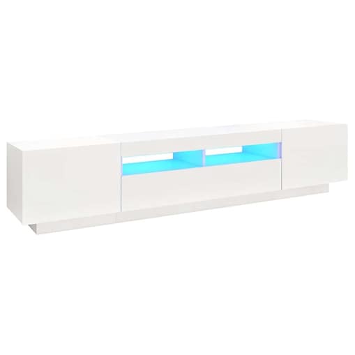 vidaXL Szafka pod TV z oświetleniem LED, biała, 200x35x40 cm