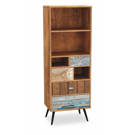 REGAŁ Kaliope 4 PÓŁKI i 4 SZUFLADY 60x29x180 cm RUSTYKALNY