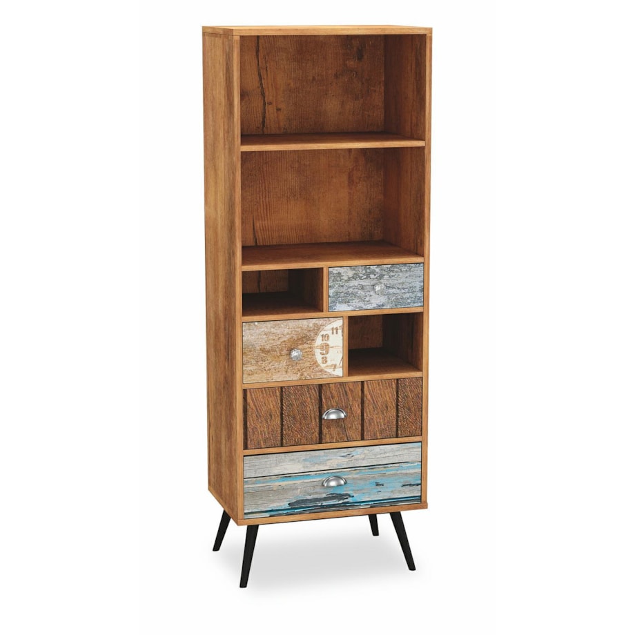 REGAŁ Kaliope 4 PÓŁKI i 4 SZUFLADY 60x29x180 cm RUSTYKALNY