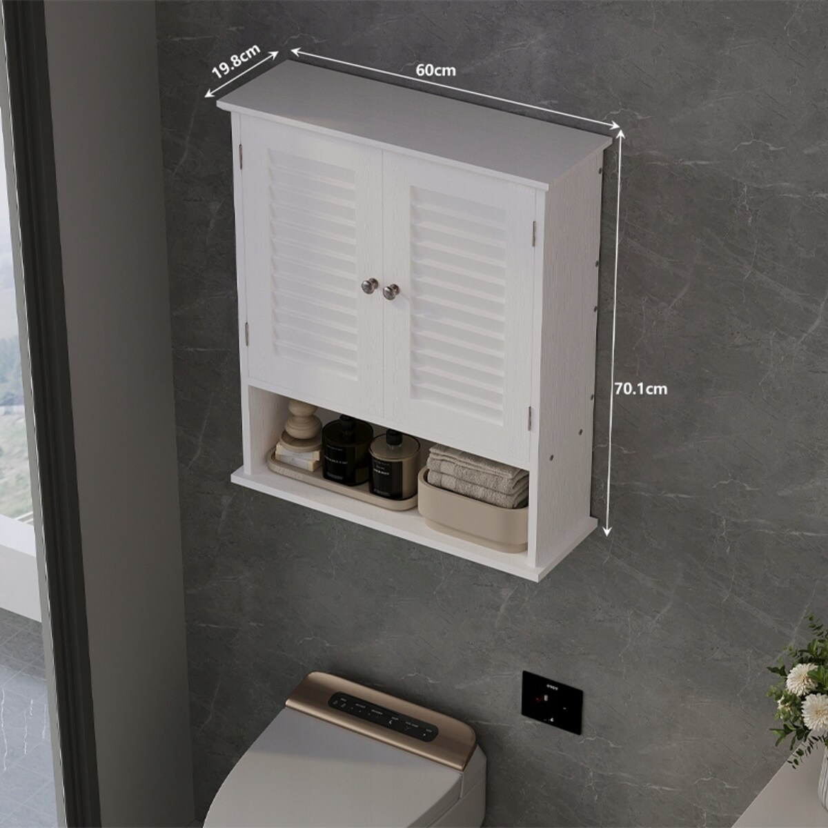 Szafka łazienkowa wisząca biała półka słupek ścienna loft nowoczesna 70 cm