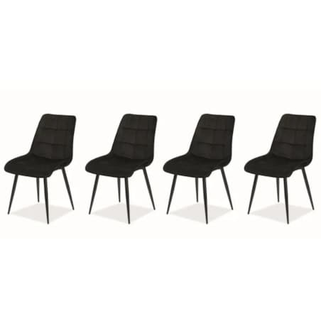 Zestaw krzeseł CHIC VELVET 4 szt czarne