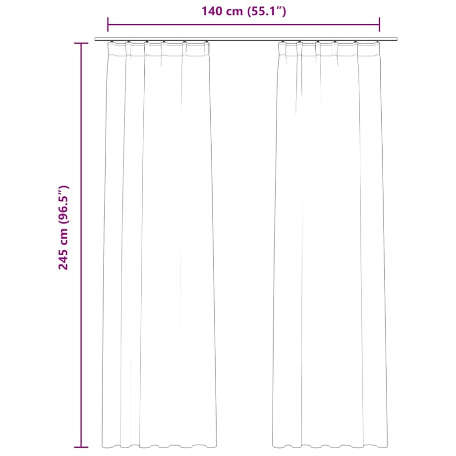 vidaXL Zasłony z haczykami, 2 szt., aksamitne, kremowe, 140x425 cm