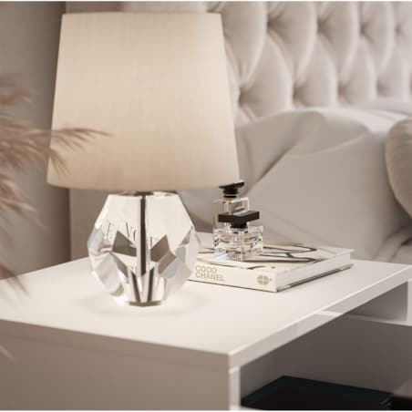 Stolik nocny BLANCO GLAMOUR 45x53x36,6 cm biały high gloss na chromowanym stelażu