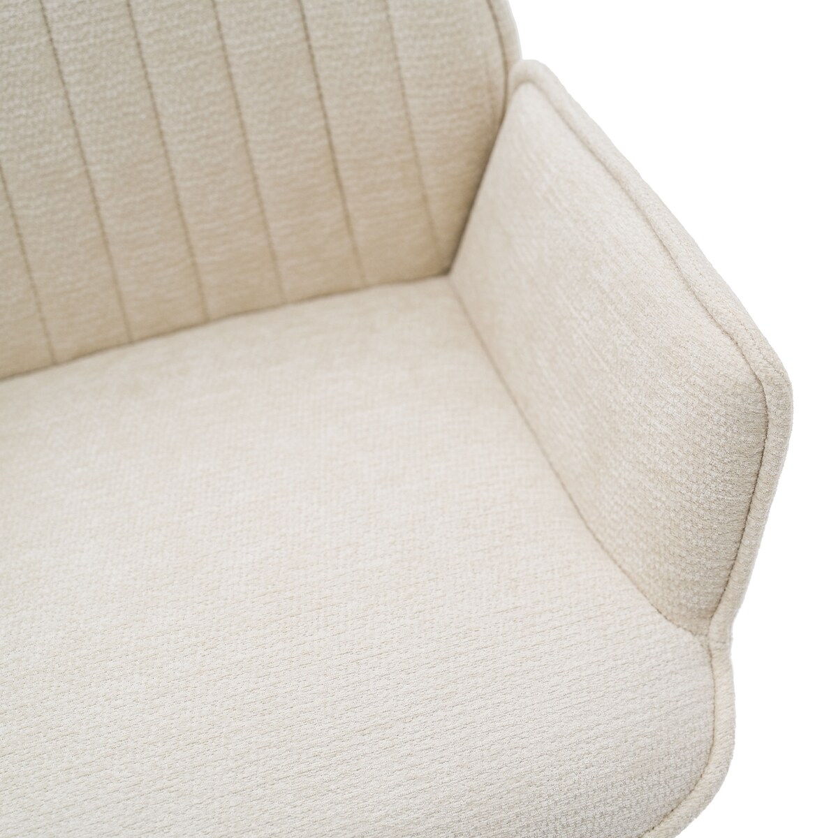 Krzesło tapicerowane obrotowe szenilowe do salonu MERANO kremowe