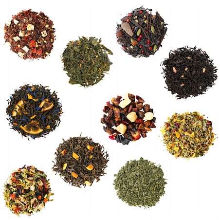 PREZENT UPOMINEK PODARUNEK NA DZIEŃ DZIADKA URODZINY 10 SMAKÓW HERBAT SYPANYCH PREMIUM GIFT BOX KOSZ PUDEŁKO ZESTAW PREZENTOWY UPOMINKOWY