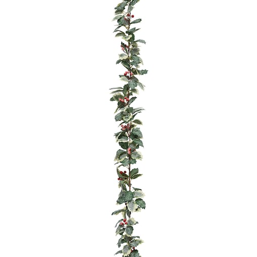 Girlanda z liści ostrokrzewu, 180 cm, kolor zielony, poliester