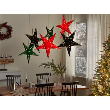 Zestaw 2 dekoracji wiszących LED MOTTI 60 cm Gwiazda Czerwony