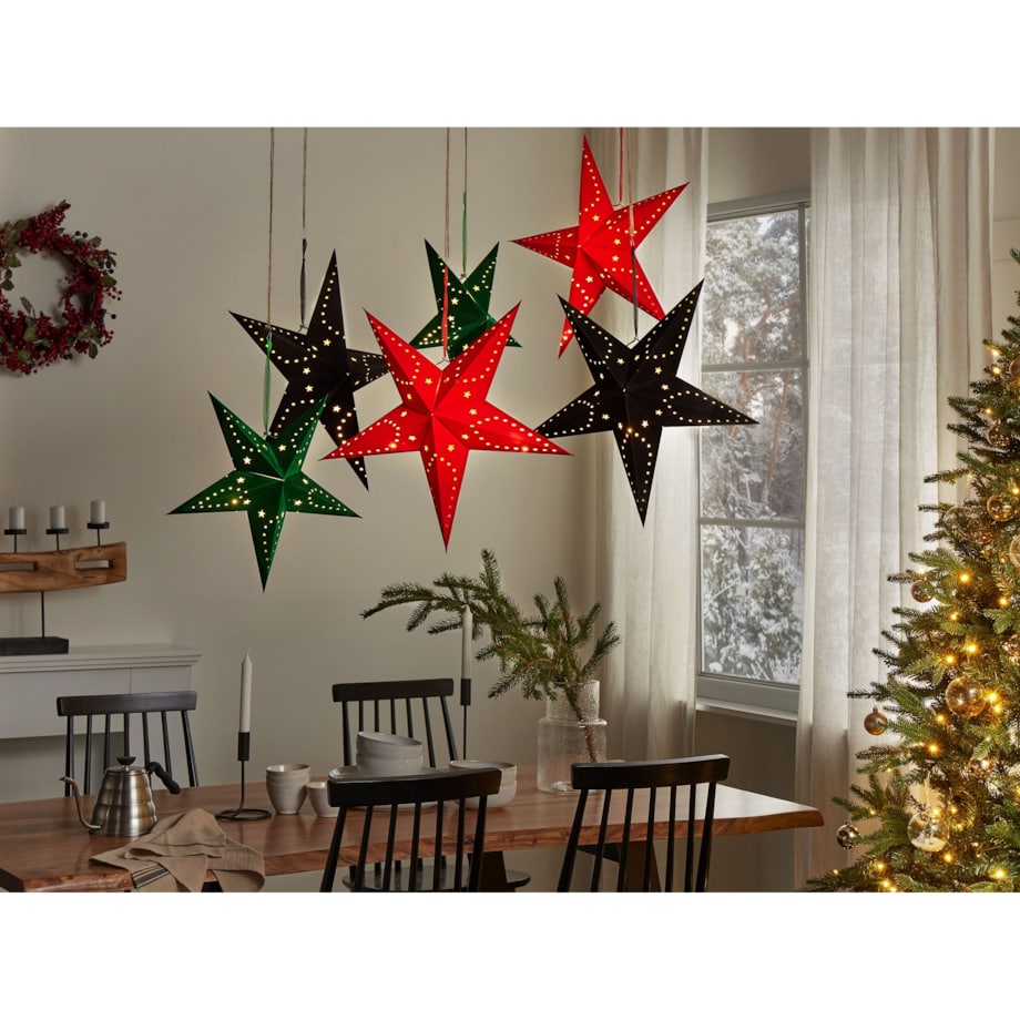Zestaw 2 dekoracji wiszących LED MOTTI 60 cm Gwiazda Czerwony