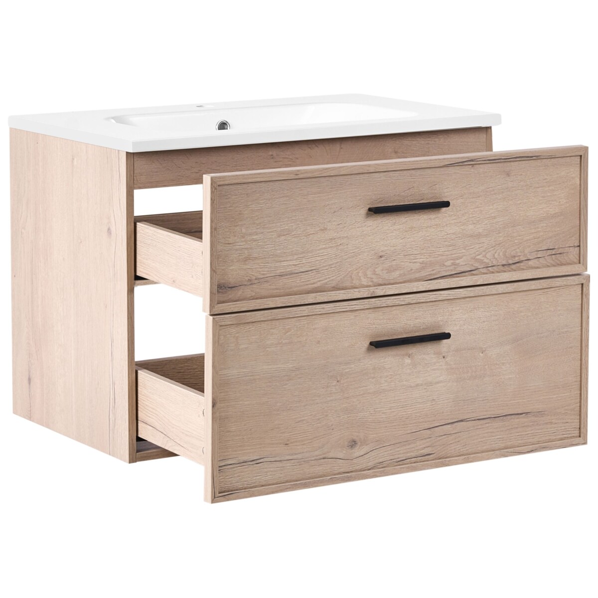 Szafka łazienkowa wisząca z umywalką YELCHO 80 cm Jasnobrązowy