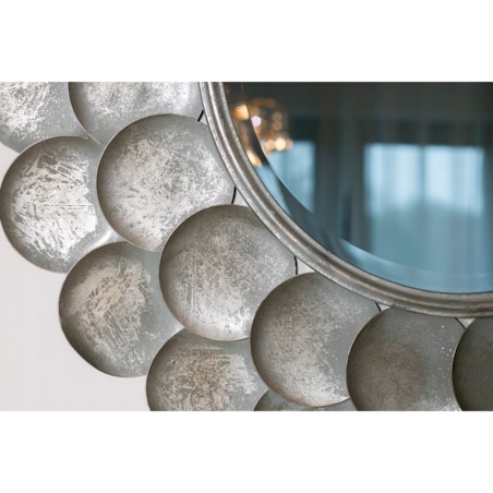 LUSTRO FAZOWANE w kółka, srebrne śr. 74cm