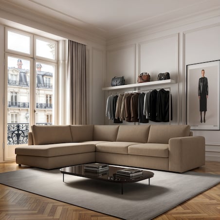 Sofa narożna lewa Baga camelowa