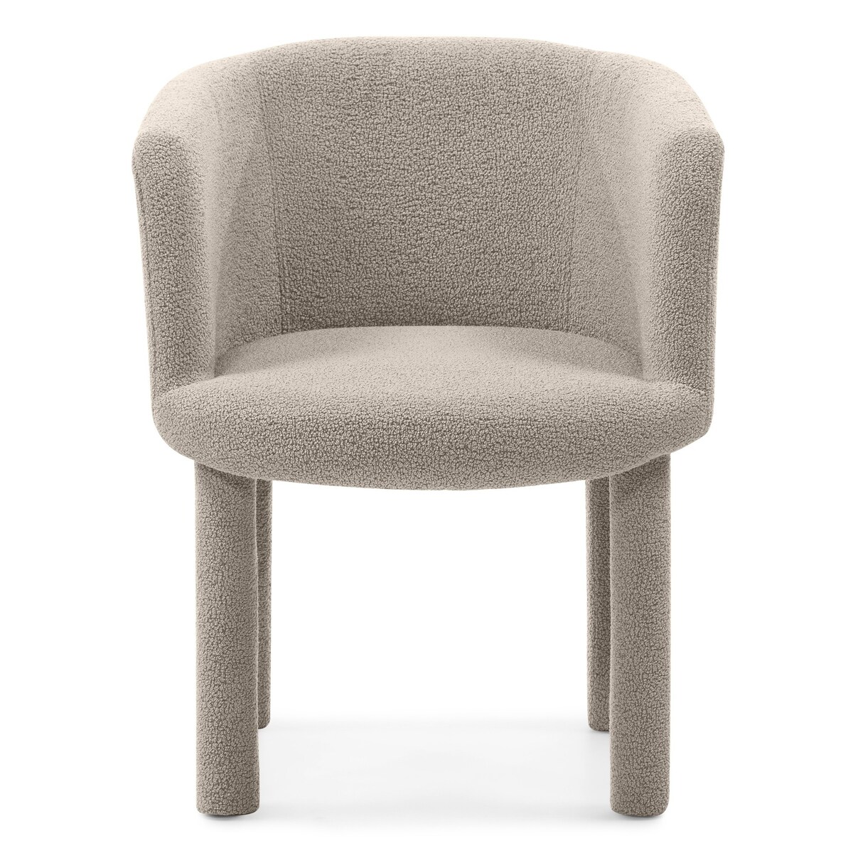 Fotel tapicerowany bouclé szaro-brązowy Moon