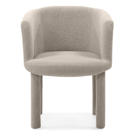 Fotel tapicerowany bouclé szaro-brązowy Moon