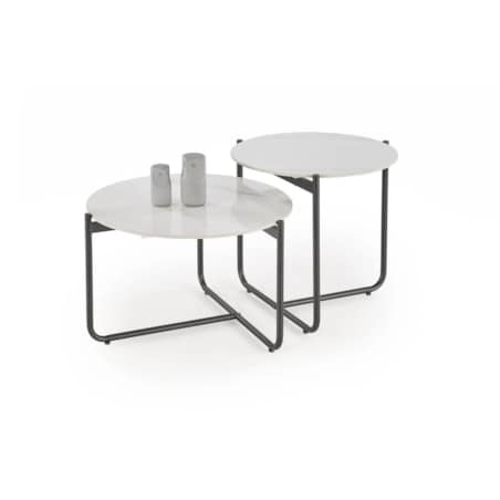 Stolik kawowy ACUNA 60x60 biały marmur/czarny