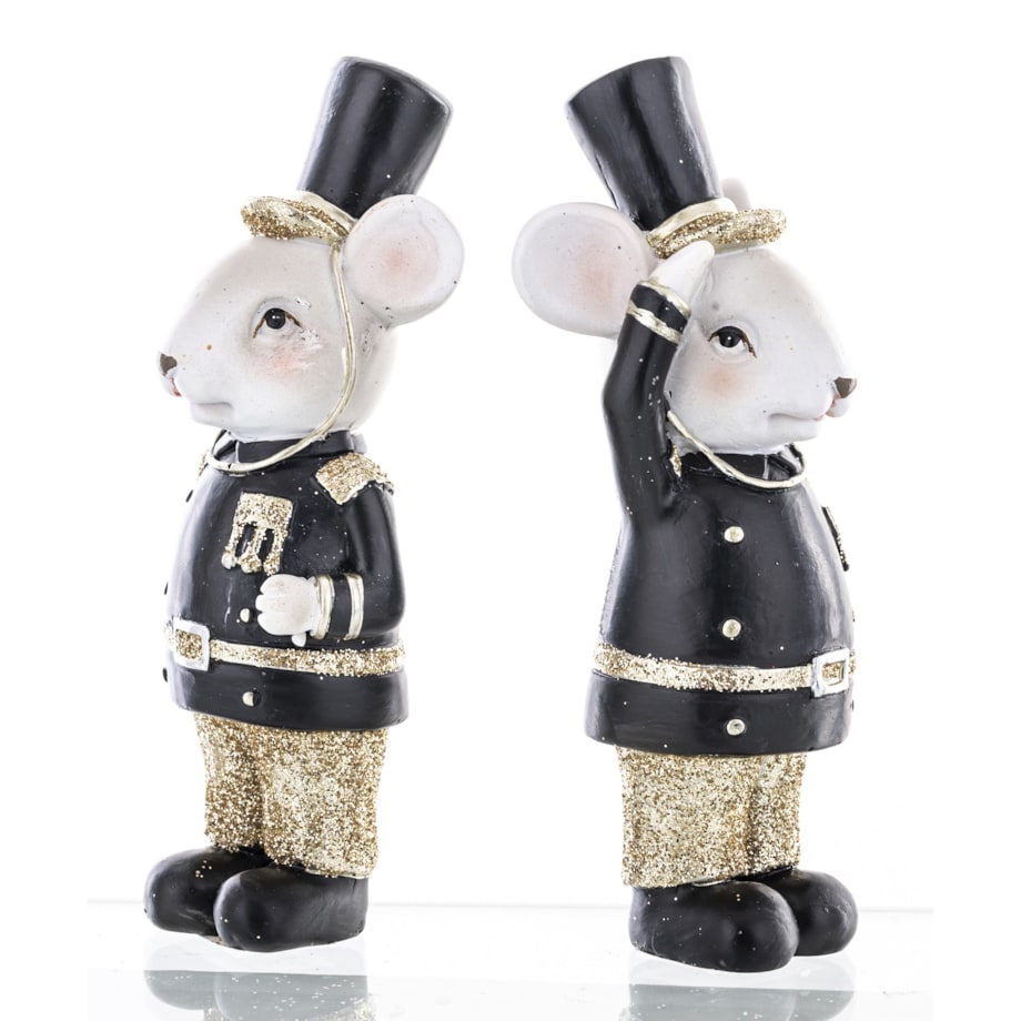 Figurki - 2 myszy w mundurach z orderami 11,5x4,5x4 cm czarne