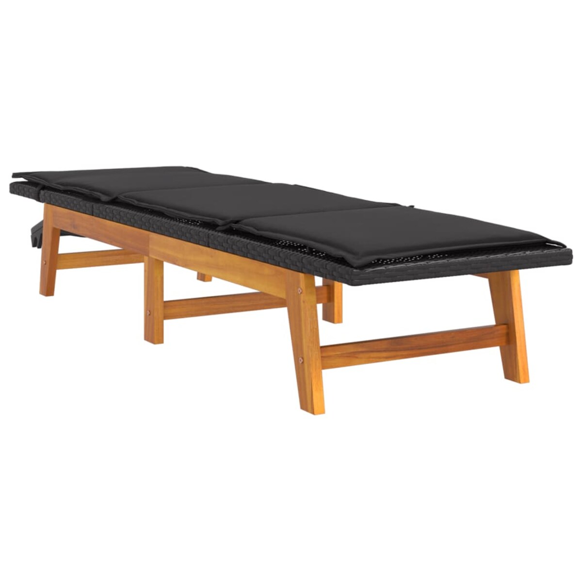 vidaXL Leżaki z poduszką, 2 szt., polirattan i lite drewno akacjowe