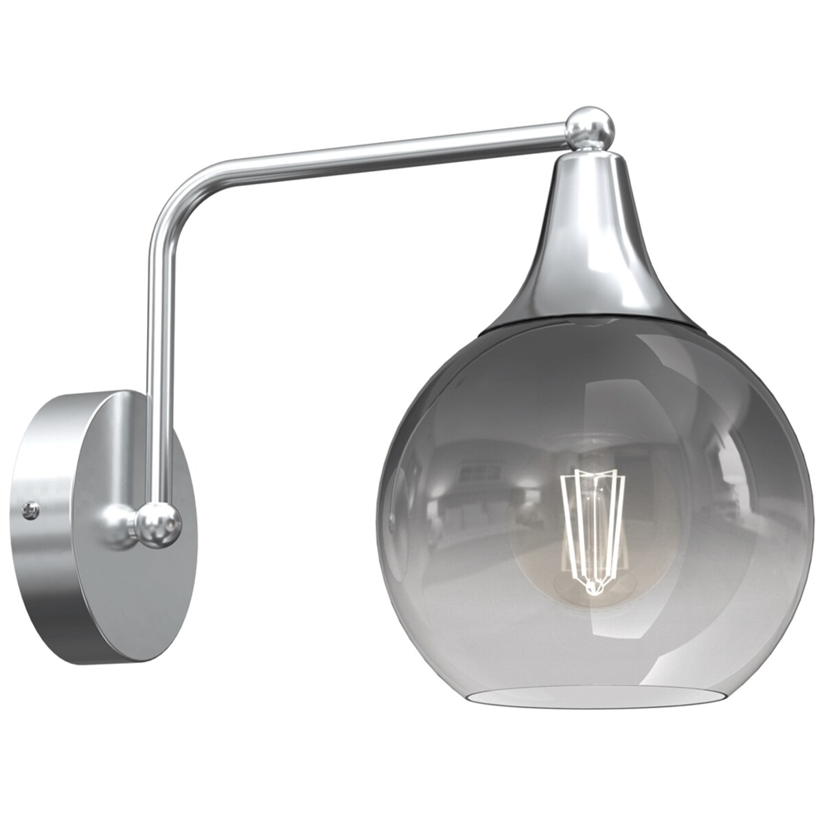 Lampa ścienna Monte MLP8319 łezka przydymiona srebrna