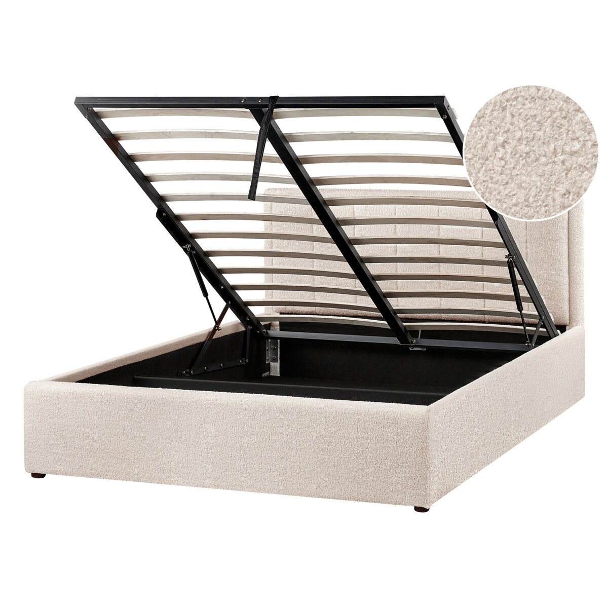 Łóżko z pojemnikiem MONTLAUR 140 x 200 cm Boucle Beżowy