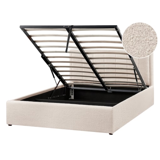 Łóżko z pojemnikiem MONTLAUR 140 x 200 cm Boucle Beżowy