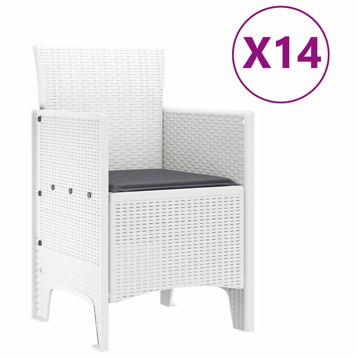 vidaXL Zestaw do jadalni w ogrodzie 15 pcs Biały Rattan Polt