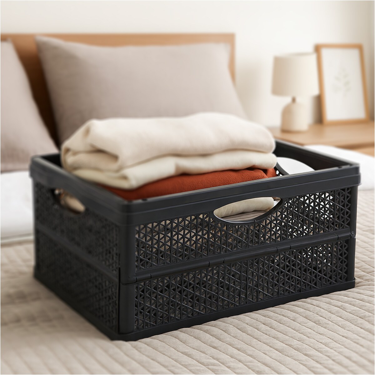 Pojemnik Plastikowy Składany Koszyk Na Zakupy Do Samochodu Skrzynka Na Owoce Warzywa 46,4 X 34 X 22 Cm Klapbox